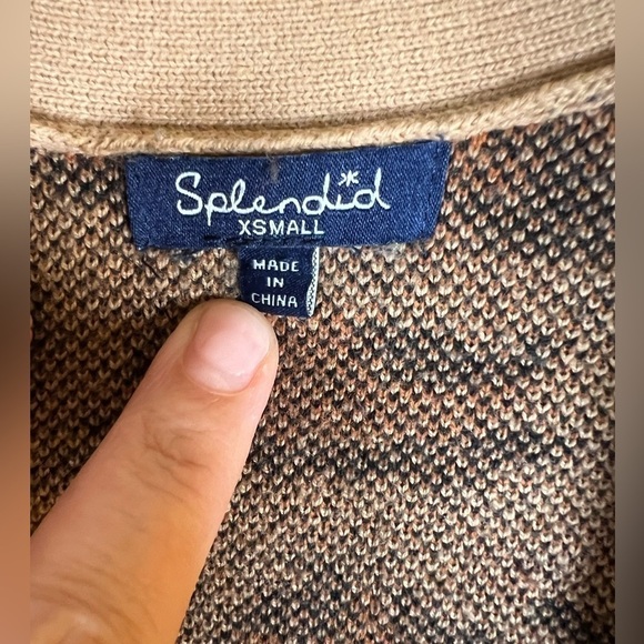 SPLENDID brown black cheetah print open long cardigan sz XS comfy - Picture 3 of 7